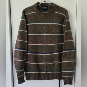 Jean Michaud Shetland Wool Multicolor Striped Crewneck Sweater Men's M